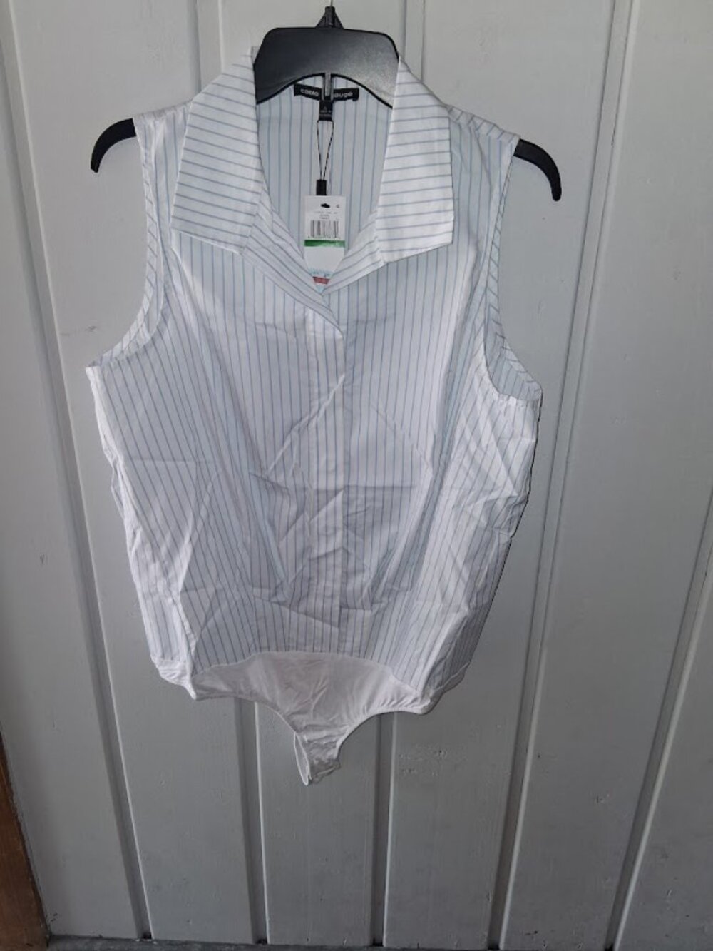 Cable & Gauge Sleeveless Collared Button Down Bodysuit NWT Sz L